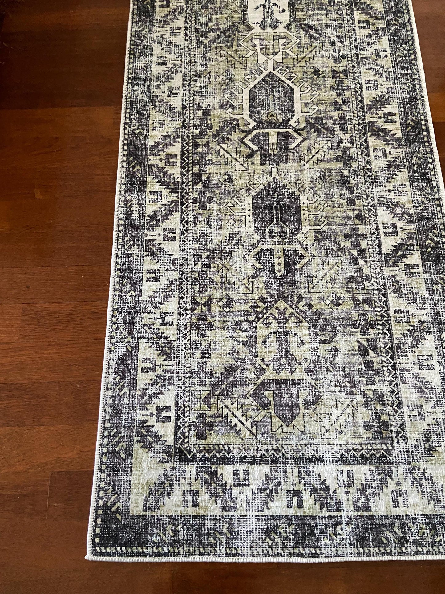 Olive Green Runner Rug, 3x10 Runner Rug, Grey Runner Rug, Hallway Rug, Non Slip Rug