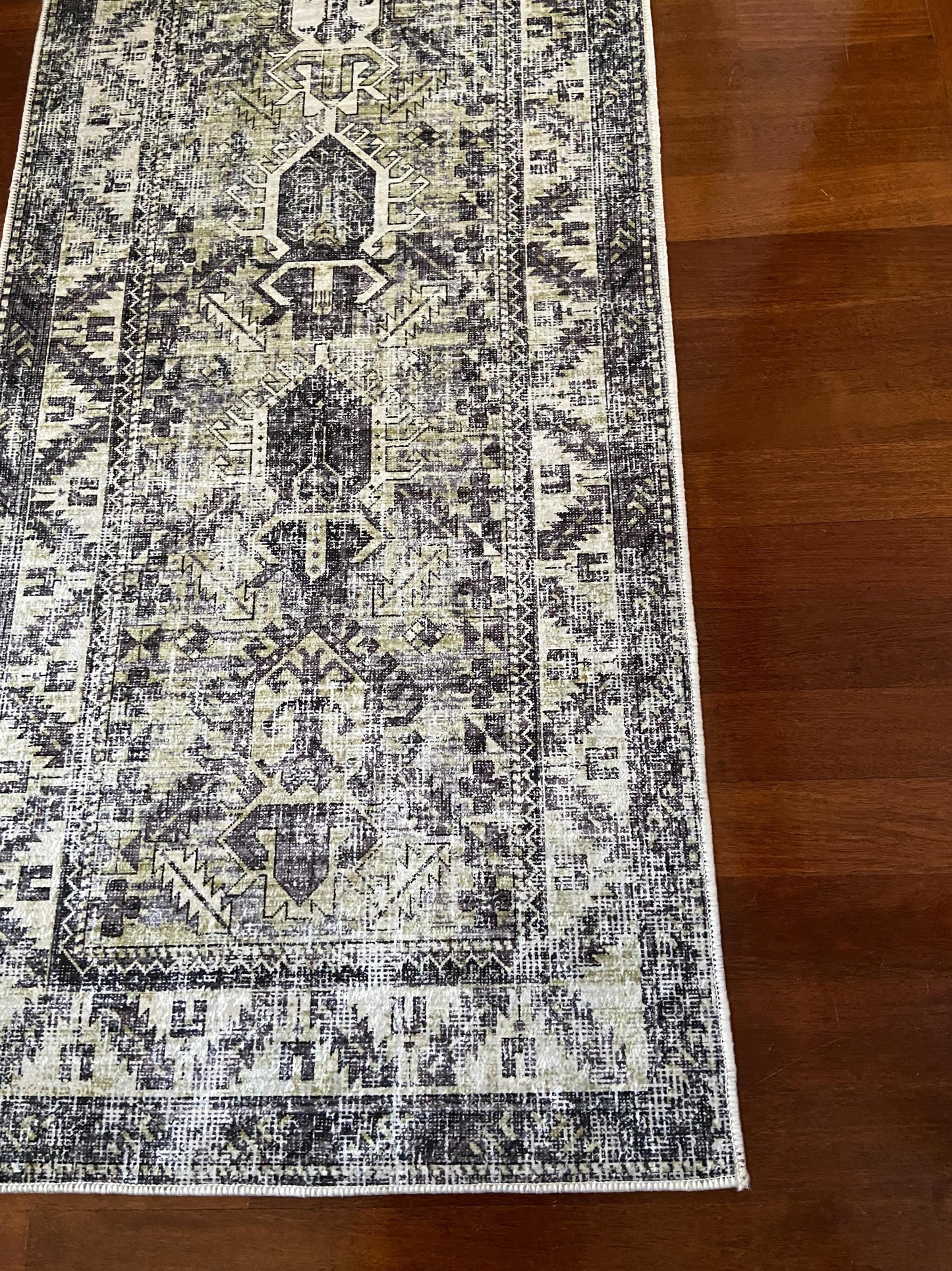 Olive Green Runner Rug, 3x10 Runner Rug, Grey Runner Rug, Hallway Rug, Non Slip Rug