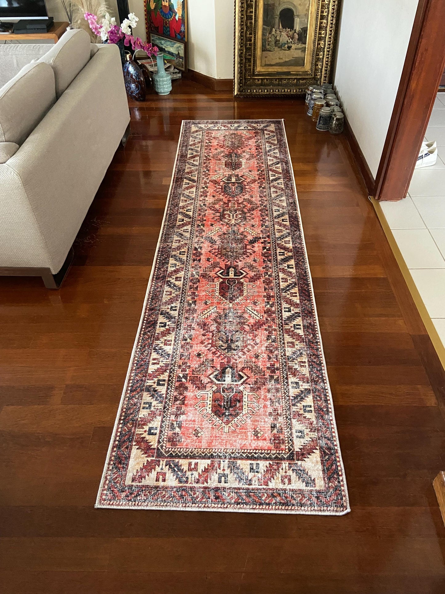 3x10 Runner Rug, Hallway Rug, Orange Runner Rug, Pink Runner Rug, Beige Runner Rug, Kitchen Runner Rug,