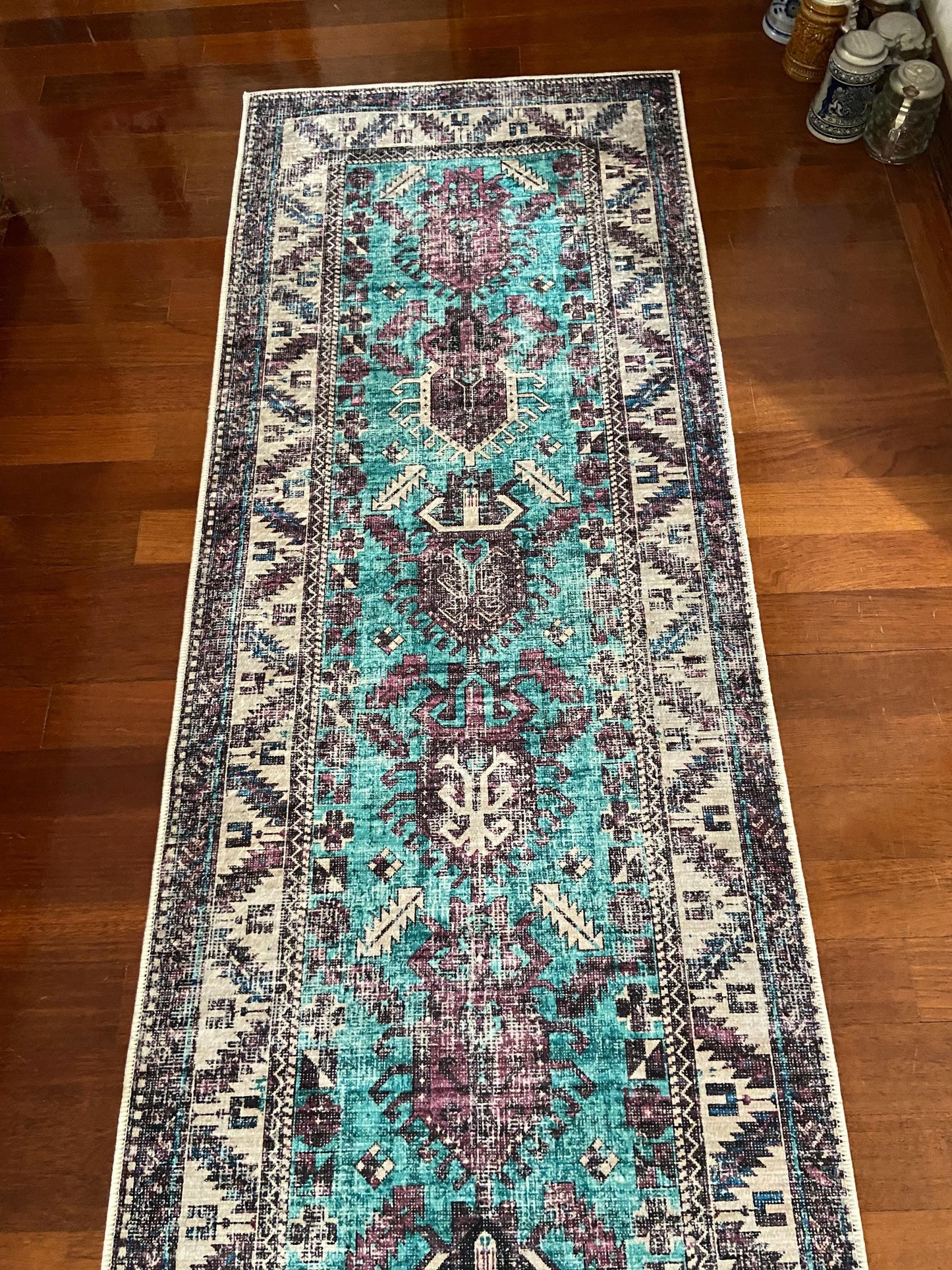 Purple Runner Rug, 3x10 Runner Rug, Hallway Rug, Non Slip Rug, Washable Rug, Turquoise Runner Rug, Kitchen Rug, Bedroom Rug