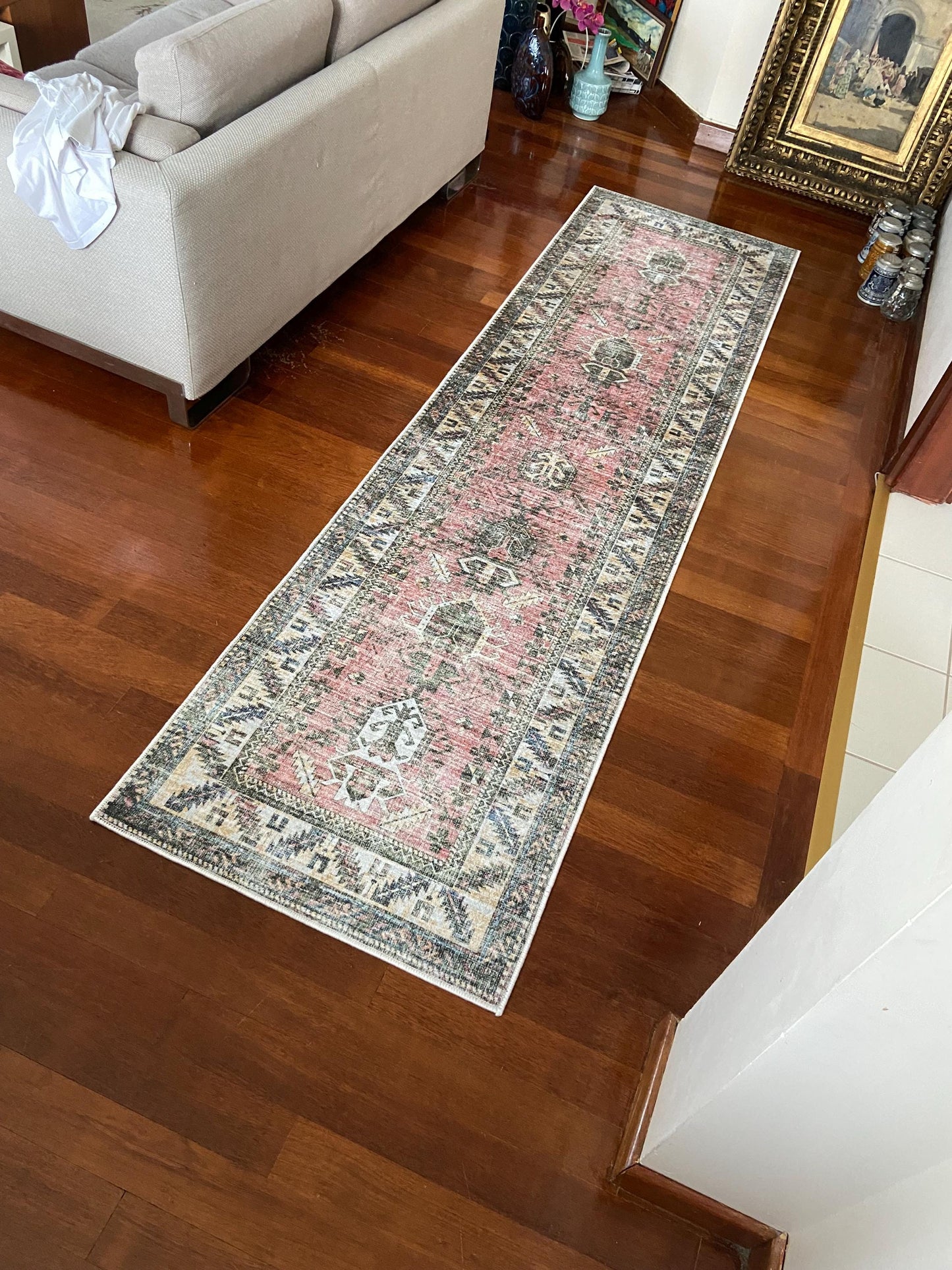 Non Slip Rug, 3x10 Runner Rug, 2x9 Pink Runner Rug, Washable Rug, Kitchen Rug, Bedroom Rug, Green Runner Rug, Hallway Rug