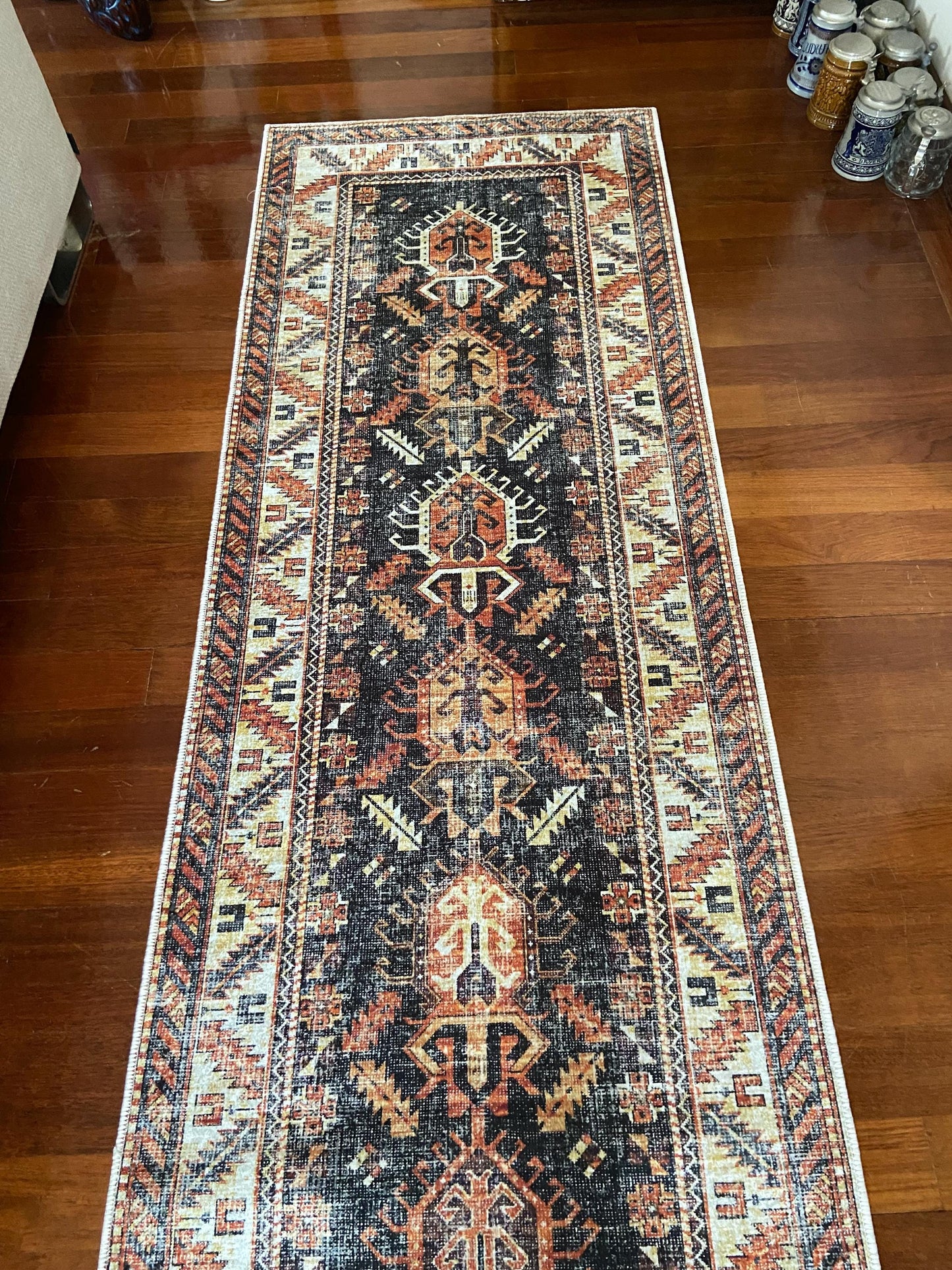 Rust Runner Rug, 3x10 Black Runner Rug, 2x9 Beige Rug, Non Slip Runner Rug, Washable Rug, Hallway Rug, Corridor Rug