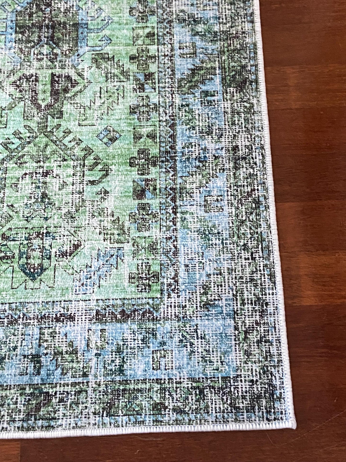 Green Runner Rug, 3x10 Runner Rug, Hallway Rug, 3x10 Blue Runner Rug, Non Slip Rug, Washable Rug