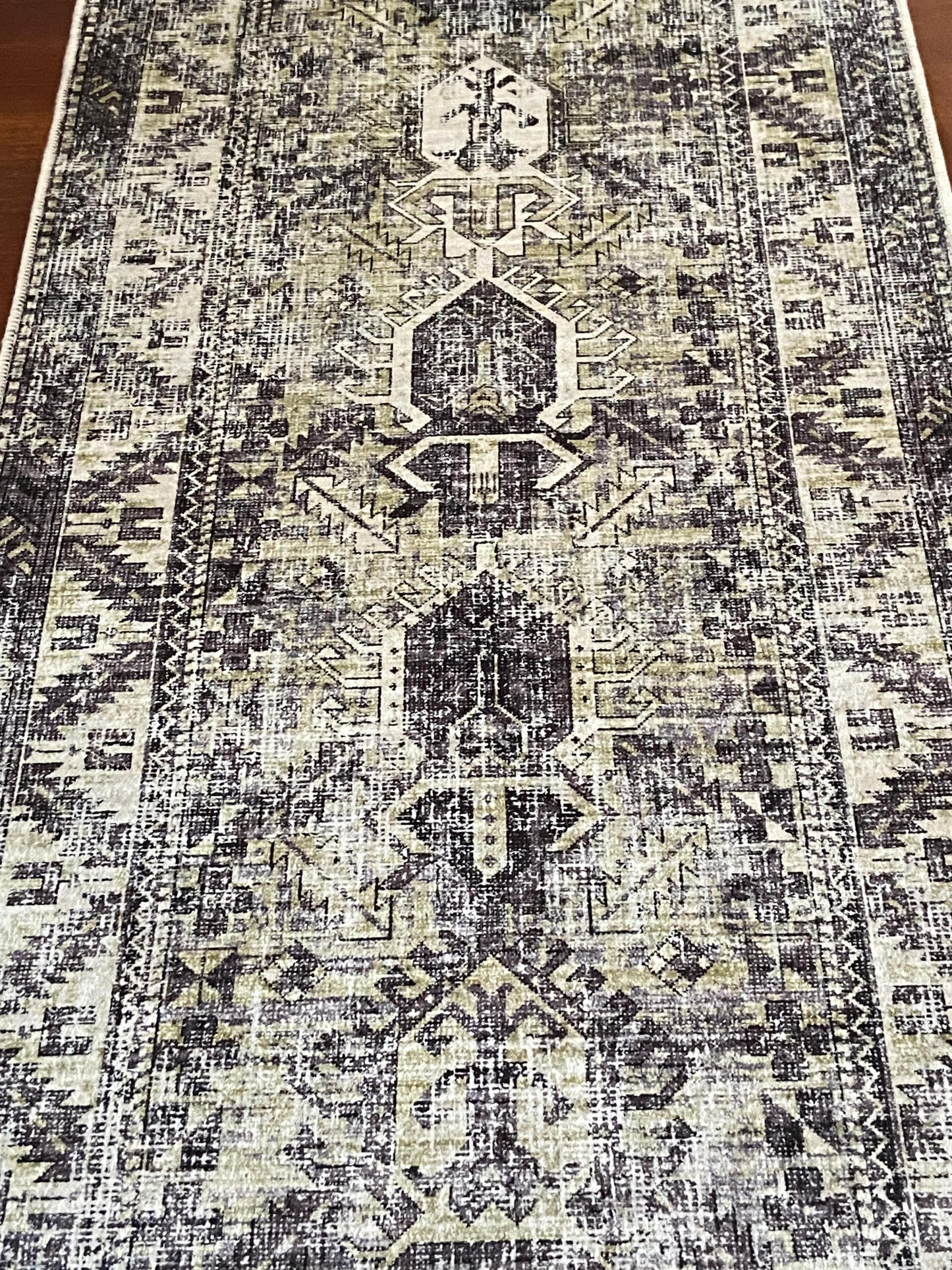 Olive Green Runner Rug, 3x10 Runner Rug, Grey Runner Rug, Hallway Rug, Non Slip Rug