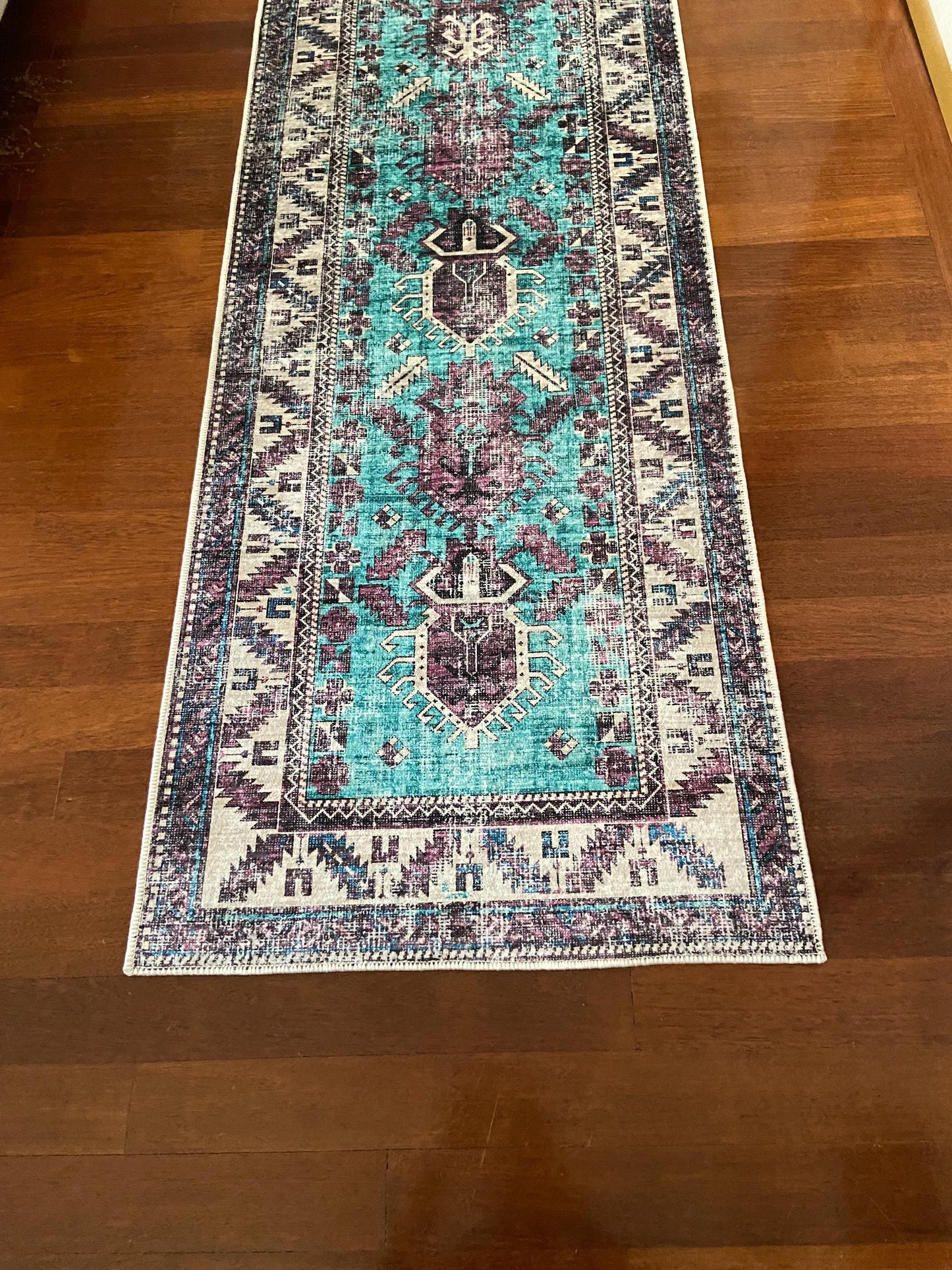 Purple Runner Rug, 3x10 Runner Rug, Hallway Rug, Non Slip Rug, Washable Rug, Turquoise Runner Rug, Kitchen Rug, Bedroom Rug