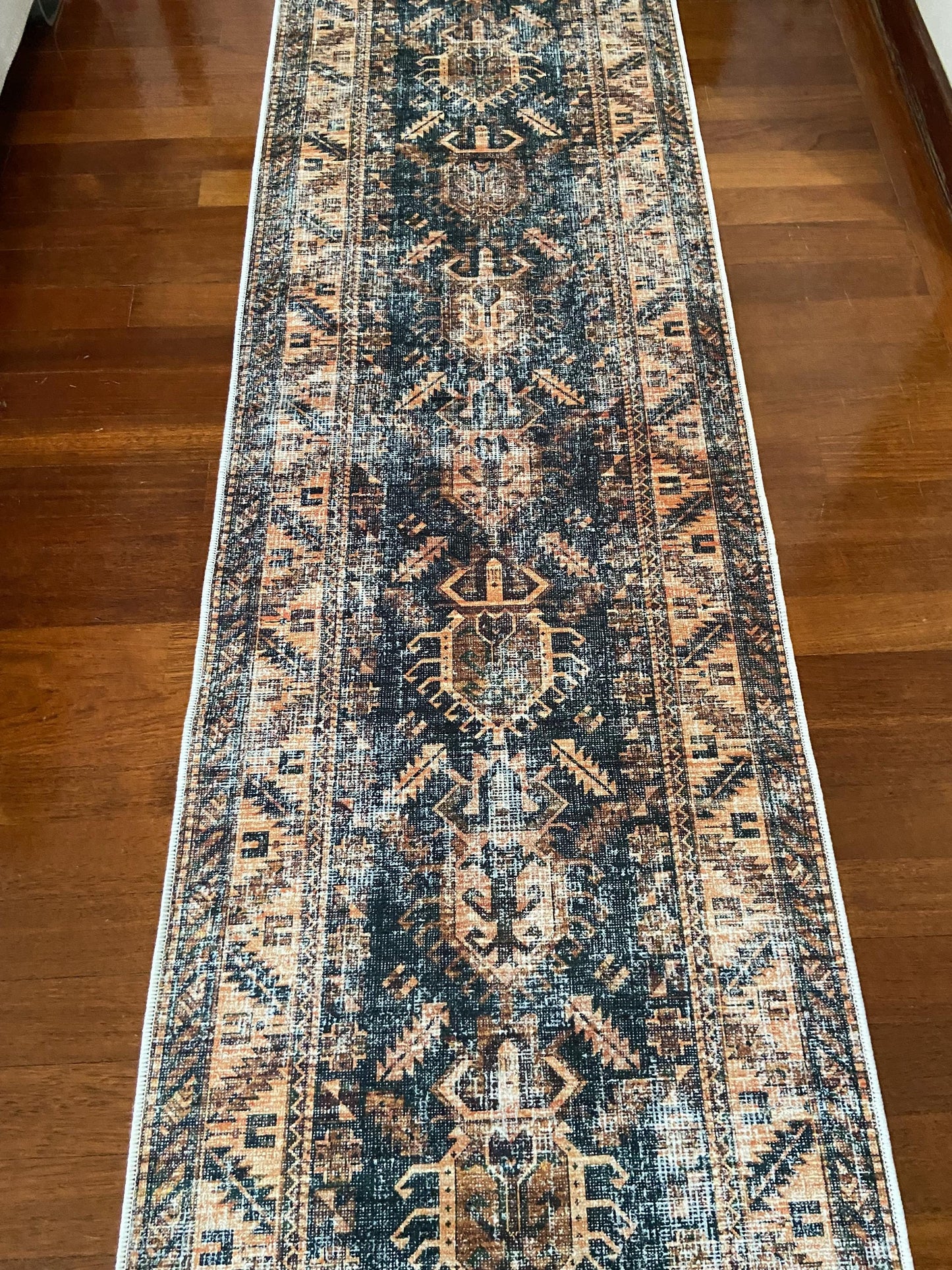 3x10 Runner Rug, 2x9 Orange Runner Rug, Blue Runner Rug, Bedroom Rug, Kitchen Rug, Hallway Rug, Washable Rug, Non Slip Rug