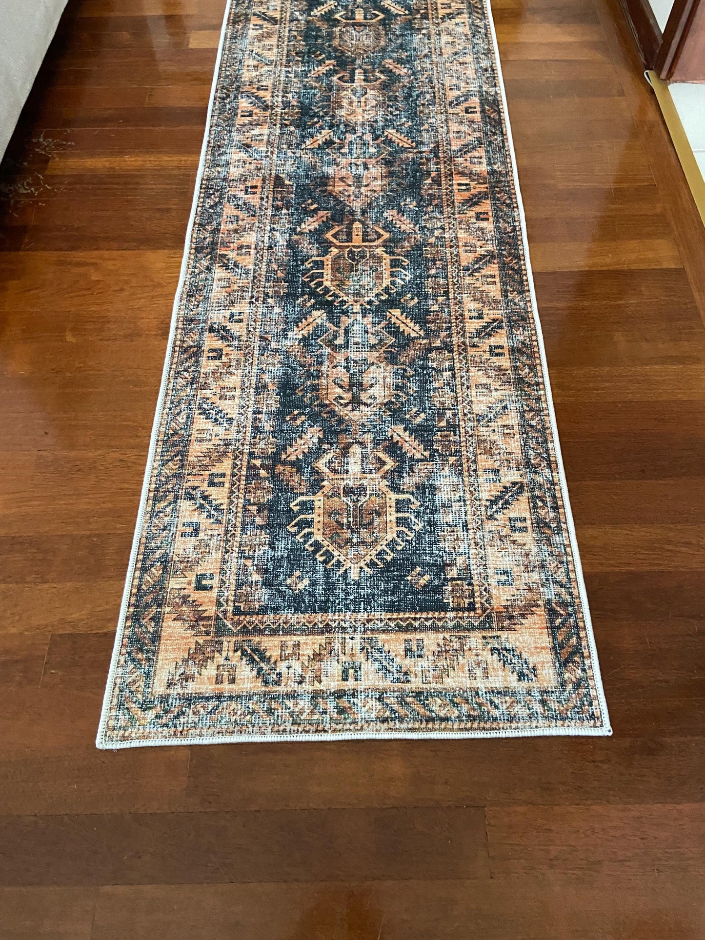 3x10 Runner Rug, 2x9 Orange Runner Rug, Blue Runner Rug, Bedroom Rug, Kitchen Rug, Hallway Rug, Washable Rug, Non Slip Rug
