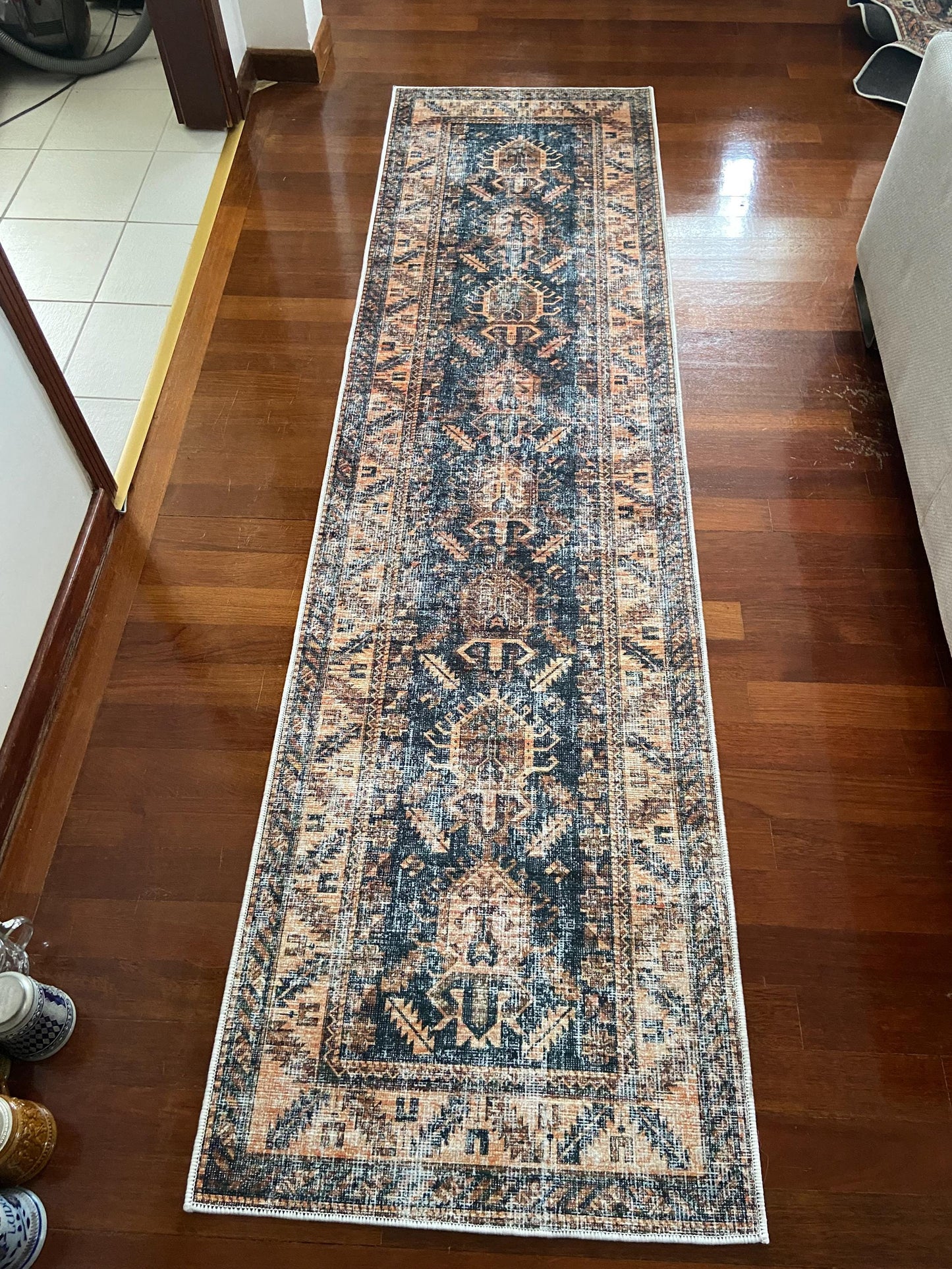 3x10 Runner Rug, 2x9 Orange Runner Rug, Blue Runner Rug, Bedroom Rug, Kitchen Rug, Hallway Rug, Washable Rug, Non Slip Rug