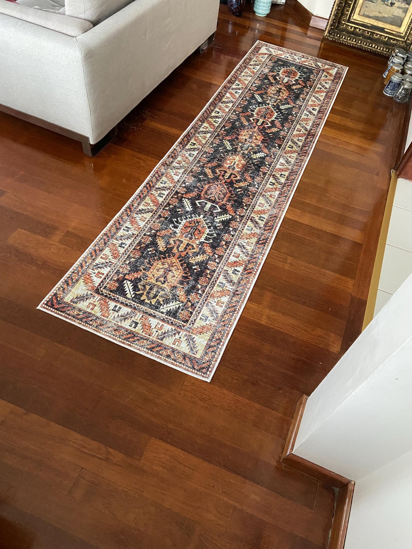Rust Runner Rug, 3x10 Black Runner Rug, 2x9 Beige Rug, Non Slip Runner Rug, Washable Rug, Hallway Rug, Corridor Rug