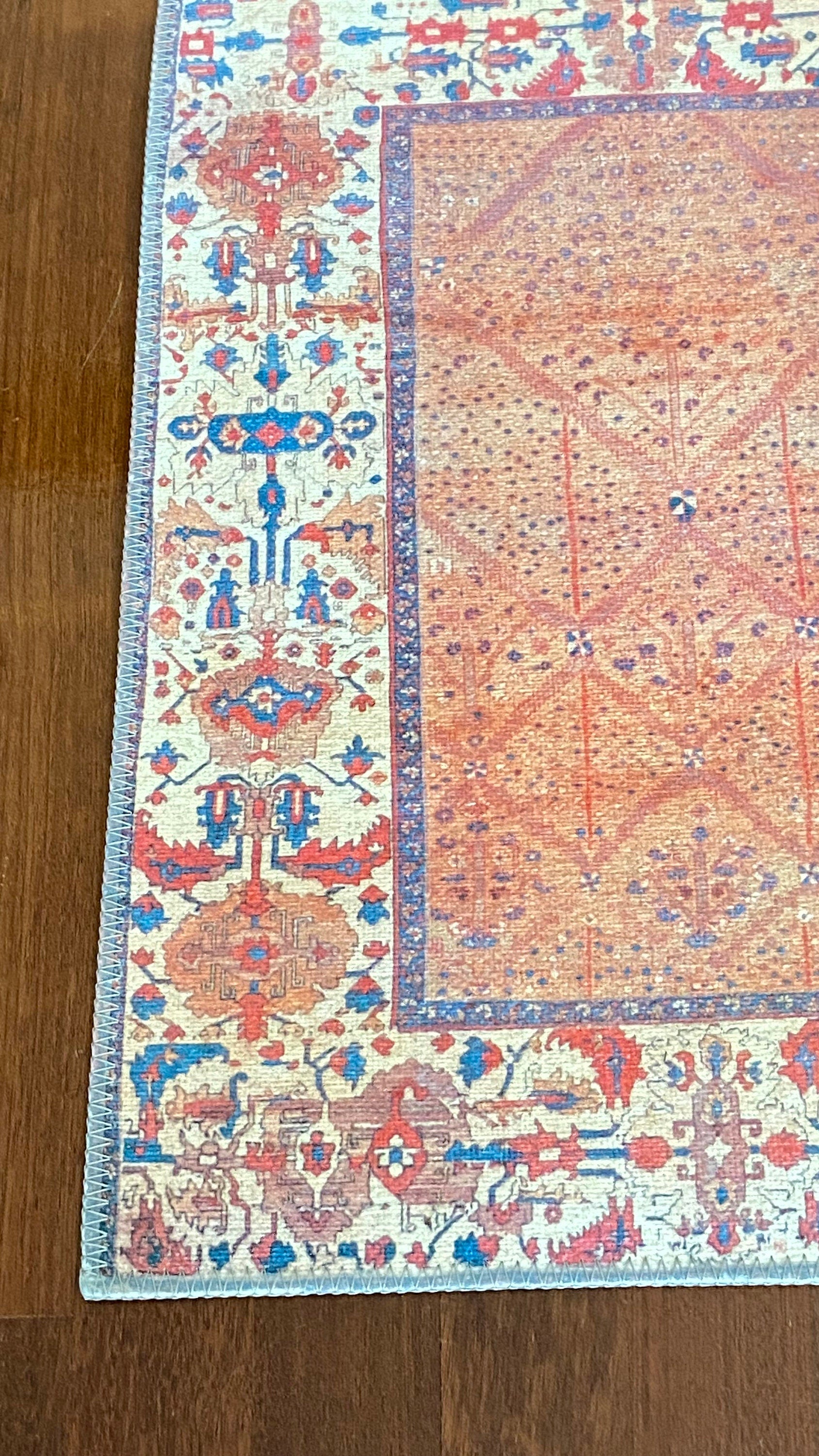Oriental Small Rug, 2x3 ft Bathroom Rug, Bedroom Rug, Decorative Rug, Home Gift Rug, Exclusive Rug, Orange Small Rug, Washable Rug