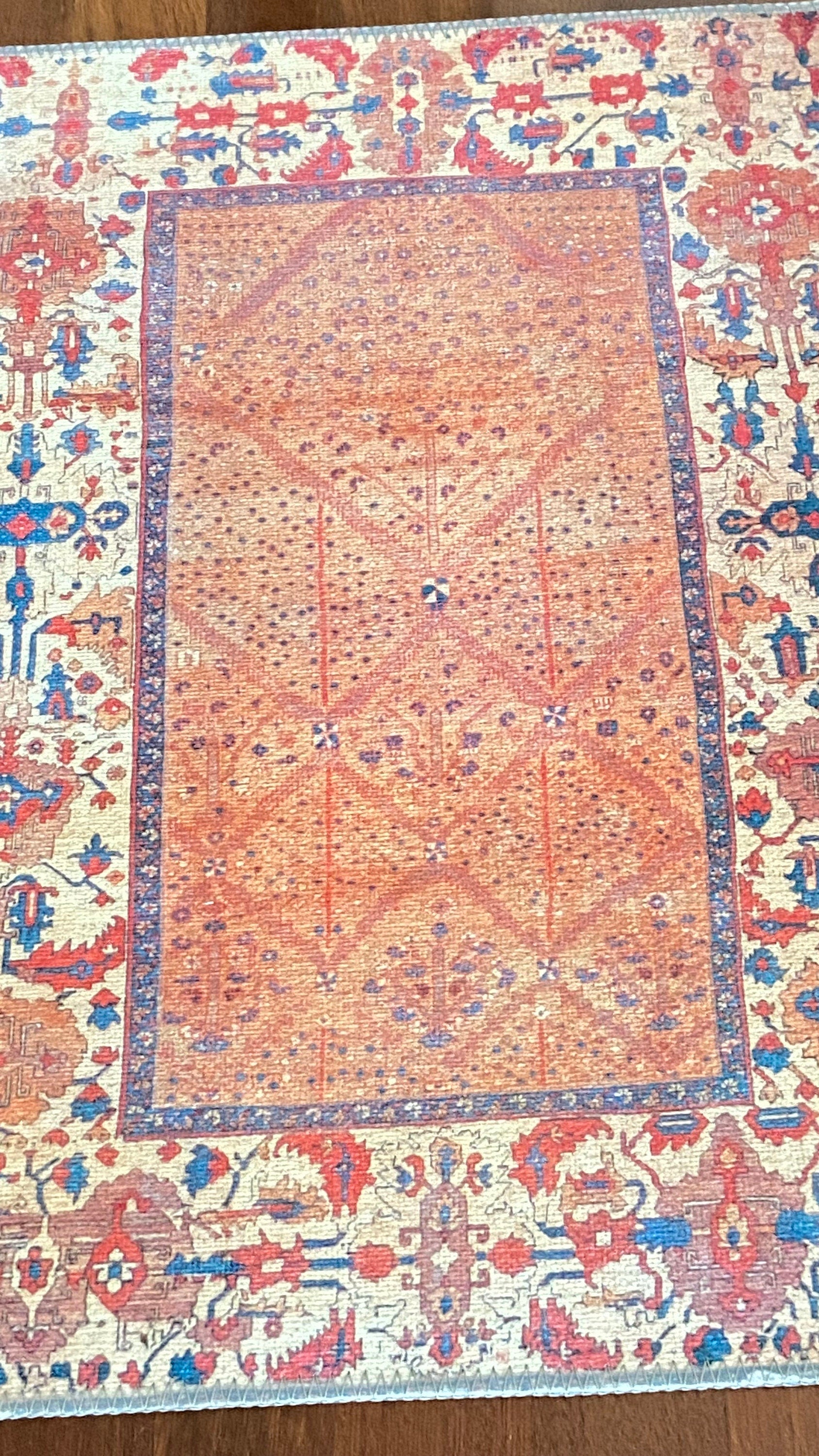 Oriental Small Rug, 2x3 ft Bathroom Rug, Bedroom Rug, Decorative Rug, Home Gift Rug, Exclusive Rug, Orange Small Rug, Washable Rug