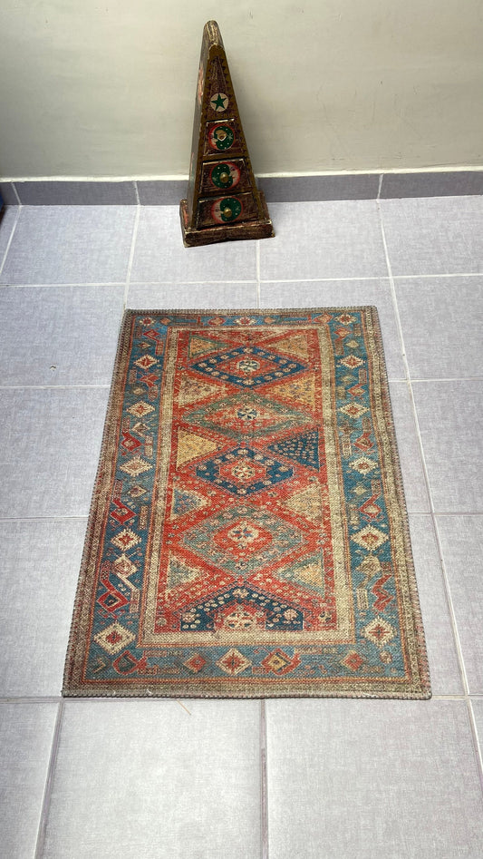 Geometric Design Rug, 2x3 ft Small Rug, Entryway Rug, Print Rug, Washable Rug