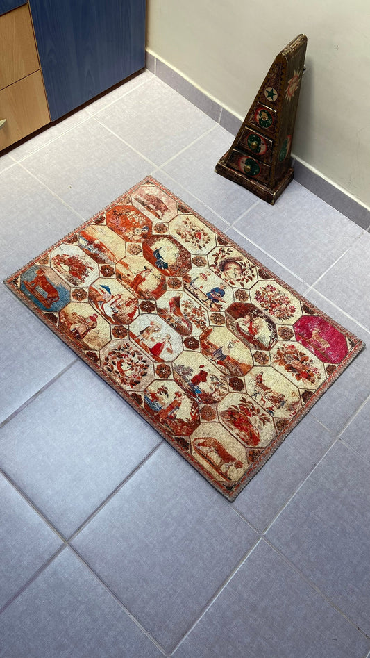 1'9x2'9 Small Rug, Human Design Rug, Washable Rug, Non-Slip Rug, Print Rug,