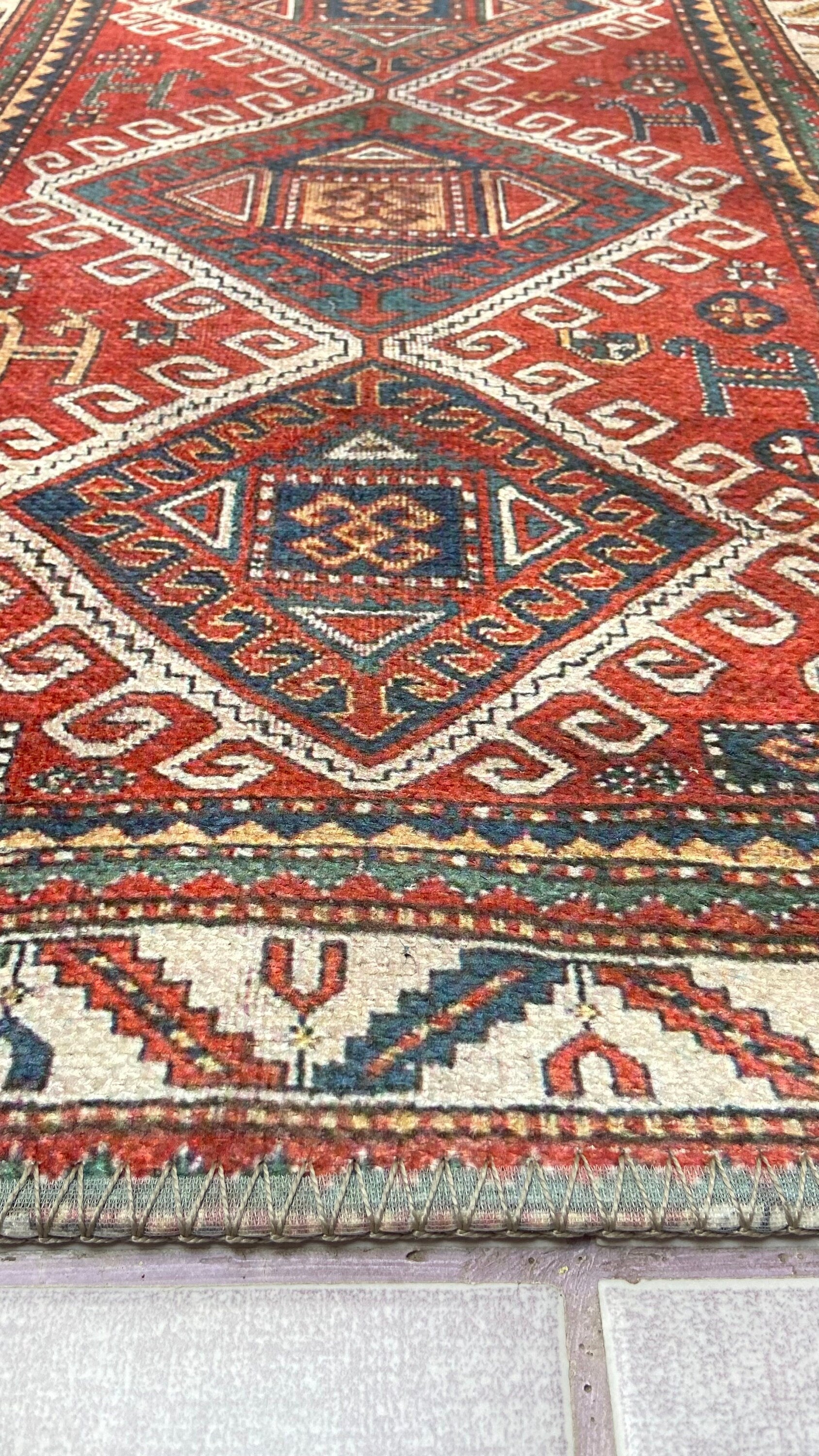 Exclusive Rug, 2x3 Small Rug, Red Small Rug, Decorative Rug, Bedroom Rug, Kelim Design Rug, Bathroom Rug