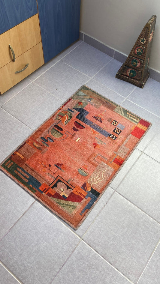 Modern Pattern Rug, 2x3 Kitchen Rug, 2x5 Hallway Runner Rug, Doormat Rug, Small Modern Rug, Decorative Floor Rug, Garden Rug, Washable Rug