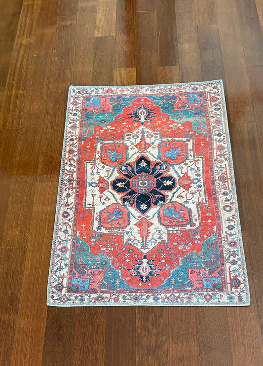 Red Small Rug, 2 x 3 ft Washable Rug, Decorative Rug, Bathroom Rug, Doormat Rug, Home Gift Rug, Non-Slip Rug, Oriental Rug,