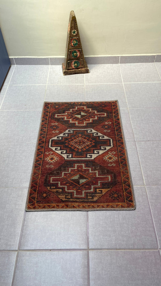 1'9 x 2'9 Small Rug, Brown,Honey and Beige ,Washable Rug, Non-Slip Rug