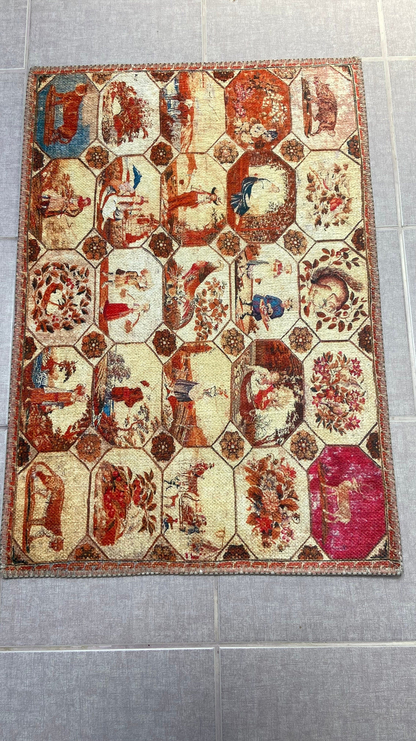 1'9x2'9 Small Rug, Human Design Rug, Washable Rug, Non-Slip Rug, Print Rug,