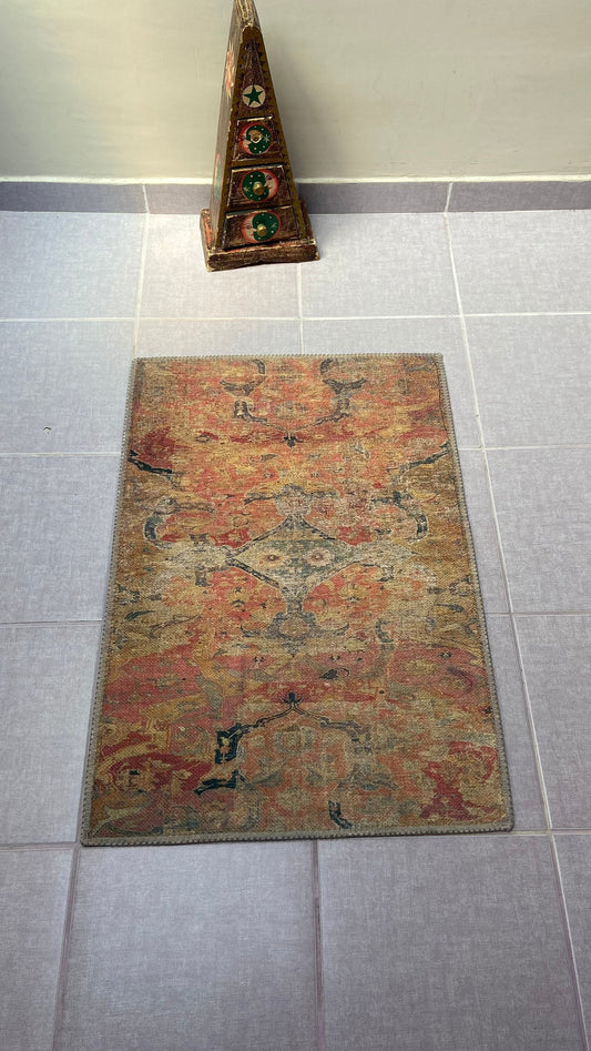 Modern Small Rug, 2x3 ft Small Rug, Red Oriental Rug, Bath mat, Bathroom Rug, Bedroom Rug