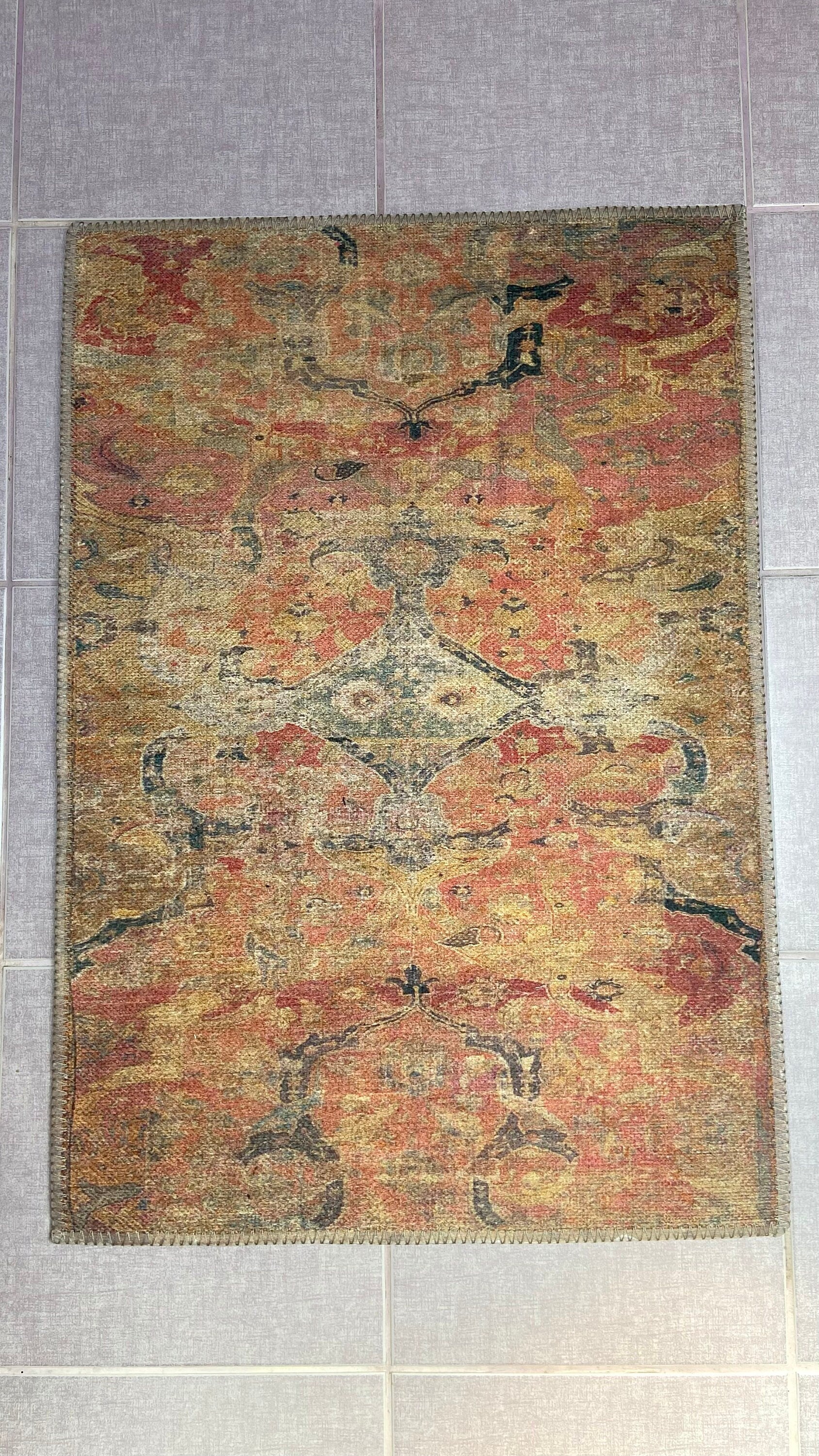 Modern Small Rug, 2x3 ft Small Rug, Red Oriental Rug, Bath mat, Bathroom Rug, Bedroom Rug