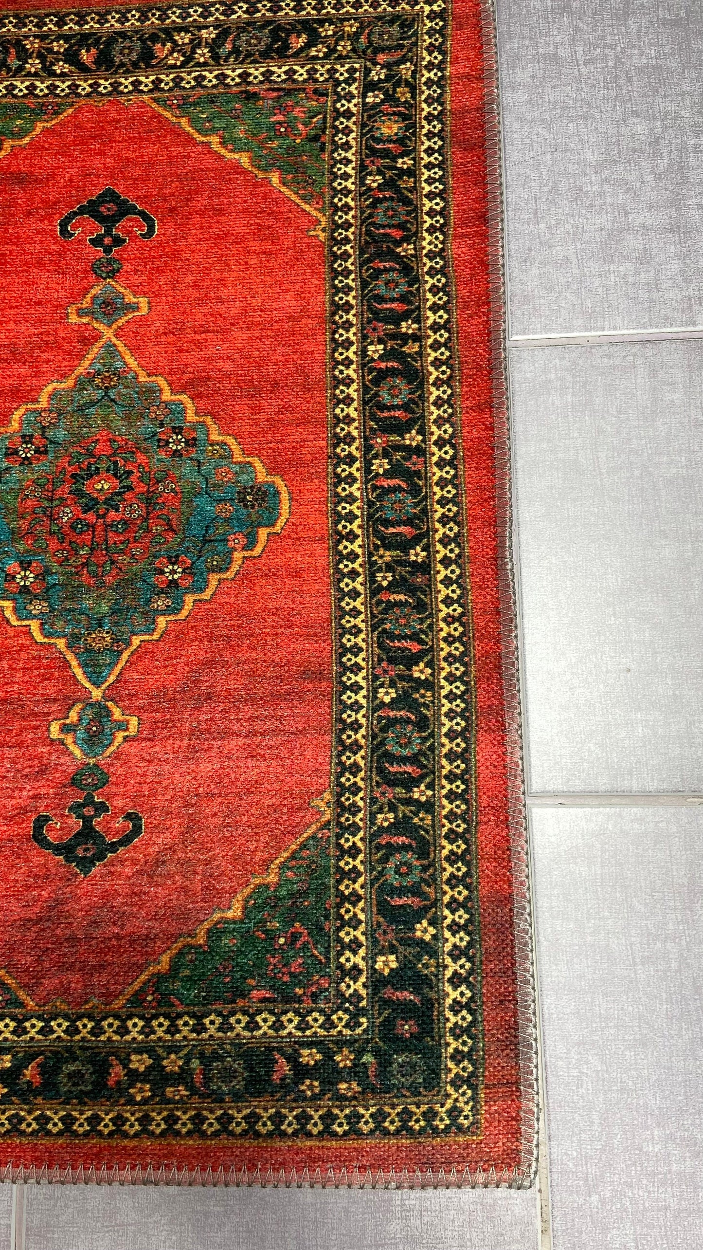 Red Small Rug, 1'9x2'9 Blue Small Rug, Oriental Rug, Green Rug