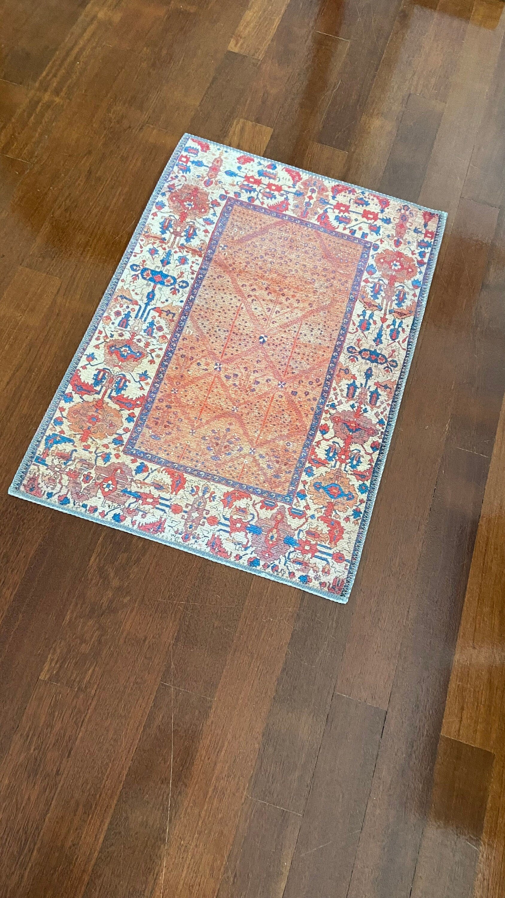 Oriental Small Rug, 2x3 ft Bathroom Rug, Bedroom Rug, Decorative Rug, Home Gift Rug, Exclusive Rug, Orange Small Rug, Washable Rug