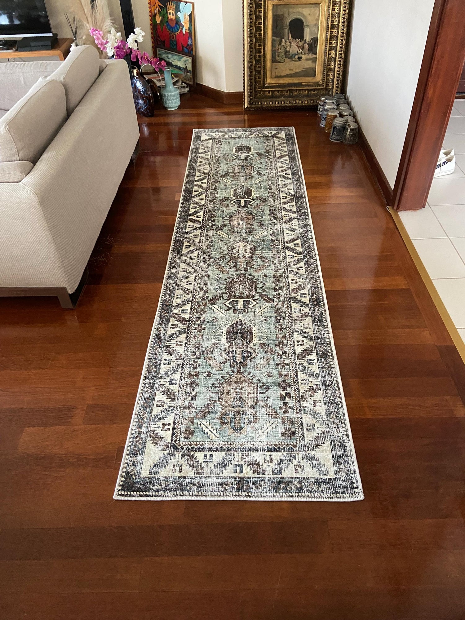Water Green Runner Rug, 3x10 Runner Rug, 2x9 Runner Rug, Browne Runner Rug, Kitchen Runner Rug, Hallway Rug, Non Slip Rug