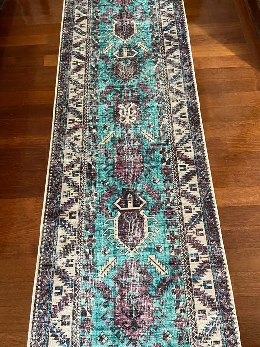 Purple Runner Rug, 3x10 Runner Rug, Hallway Rug, Non Slip Rug, Washable Rug, Turquoise Runner Rug, Kitchen Rug, Bedroom Rug