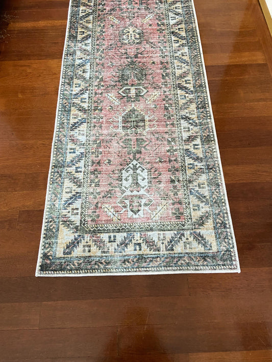 Non Slip Rug, 3x10 Runner Rug, 2x9 Pink Runner Rug, Washable Rug, Kitchen Rug, Bedroom Rug, Green Runner Rug, Hallway Rug