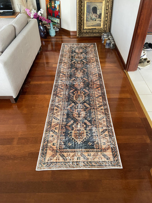 3x10 Runner Rug, 2x9 Orange Runner Rug, Blue Runner Rug, Bedroom Rug, Kitchen Rug, Hallway Rug, Washable Rug, Non Slip Rug
