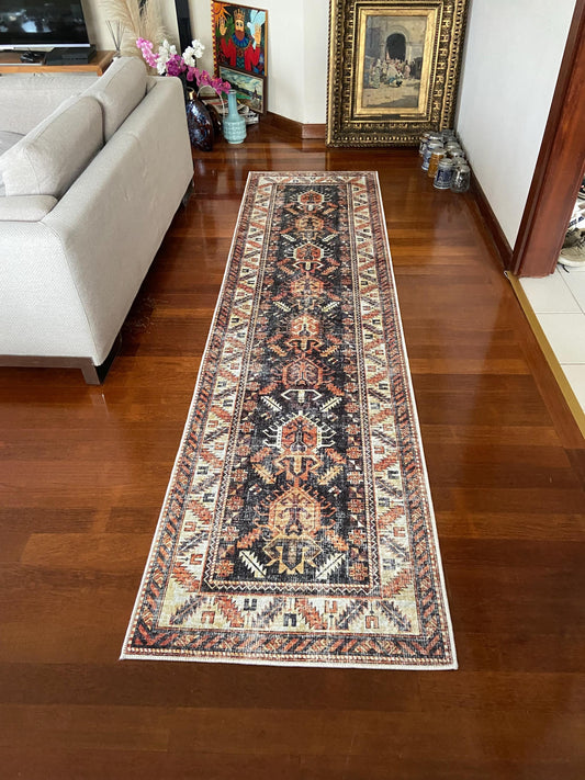 Rust Runner Rug, 3x10 Black Runner Rug, 2x9 Beige Rug, Non Slip Runner Rug, Washable Rug, Hallway Rug, Corridor Rug